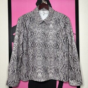 St John Sport  Womens Snakeskin Print Zip Jacket Size L White